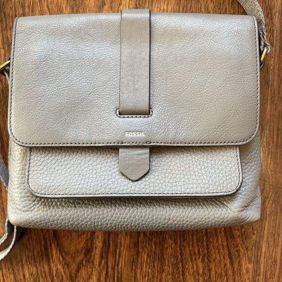 FOSSIL Kinley Leather Crossbody Gray - Picture 2 of 12